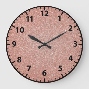 Rosa Gold-Faux-Glitter-Wanduhr für Mädchen Große Wanduhr
