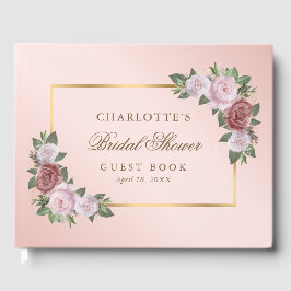 Rosa Gold Floral Brautparty Gästebuch
