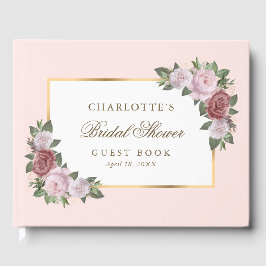 Rosa Gold Floral Brautparty Gästebuch
