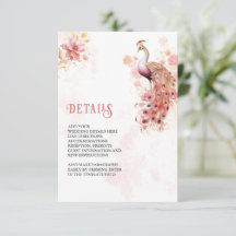 Rosa Gold Floral Indischer Pfau Hochzeitsdetails