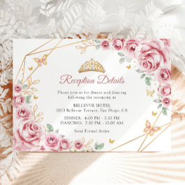 Rosa Gold Floral Quinceanera Details Begleitkarte