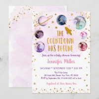 Rosa Gold Galaxy Countdown hat mit Baby Dusche beg