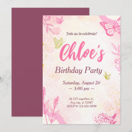 Rosa Gold Geburtstag Einladung