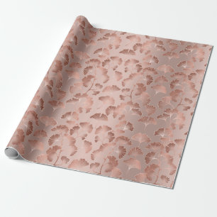 Rosa Gold Ginkgo Blätter Elegant Botanisch 2 Geschenkpapier