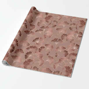 Rosa Gold Ginkgo Blätter Elegant Botanisch 5 Geschenkpapier