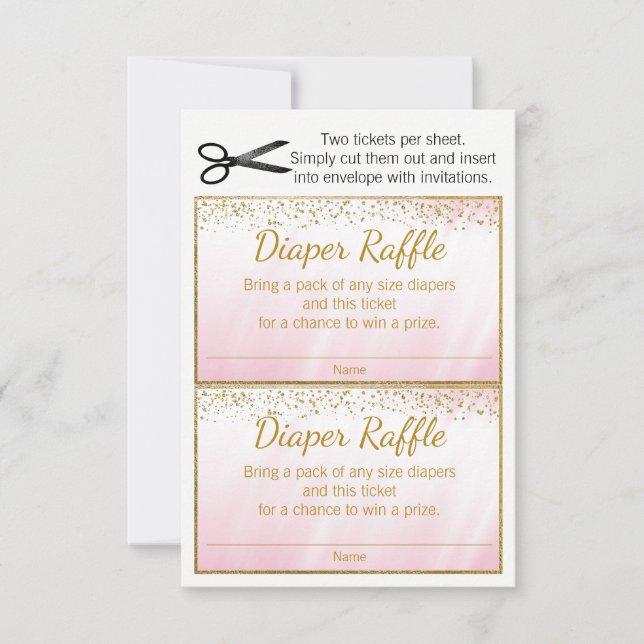 Rosa Gold Girls Diaper Raffeln Tickets (Vorderseite)