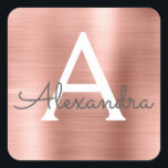 Rosa Gold Girly Metallic Monogram Quadratischer Aufkleber<br><div class="desc">Rosa Rose Gold Imitate Girly Metallic Edelstahl Sticker Rose Rose Rose. Dieser Aufkleber kann so angepasst werden,  dass er Ihren Anfangs- und Vornamen für ein Geburtstag-,  Brautparty- oder Hochzeitsgeschenk-Paket enthält.</div>