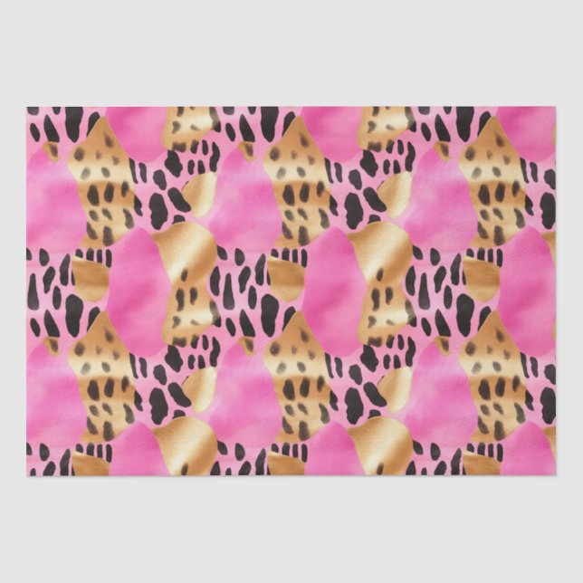 Rosa Gold Glam Leopard Print Seidenpapier (Vorderseite)