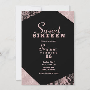 Rosa Gold Glamour Geometrische Moderne Sweet 16 Pa Einladung