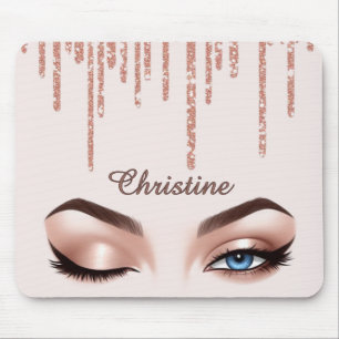 Rosa Gold Glitter Augen Makeup Schreibtischunterla Mousepad