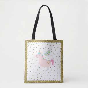 Rosa & Gold Glitter Einhorn Konfetti Punkte Mädche Tasche