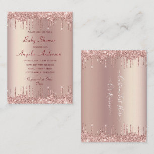Rosa Gold Glitter Einladungen zur Babyparty Beispi
