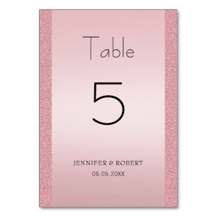 Rosa Gold Glitter Elegante Handschrift Schrift Tischnummer
