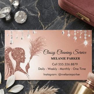 Rosa Gold Glitter Exklusive Reinigungsdienste Visitenkarte