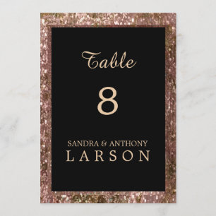 Rosa Gold Glitter Hochzeitstischnummern Einladung