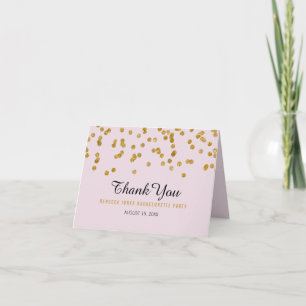 Rosa Gold Glitter Konfetti Junggesellinnenabschied Dankeskarte
