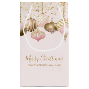 Rosa Gold Glitter-Ornament  Kleine Geschenktüte