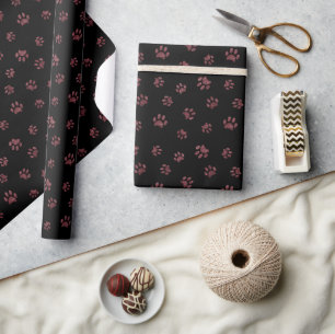 Rosa Gold Glitter Pfotenabdruck-Muster Geschenkpapier