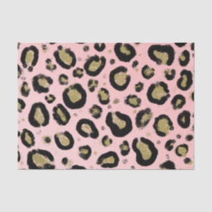 Rosa Gold Glitter & Schwarz Leopard Gepard Druck Seidenpapier