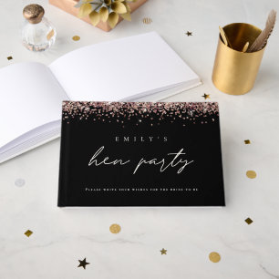Rosa Gold Glitter Stehen Hochzeit Schwarz Gästebuc Gästebuch