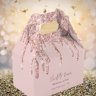 Rosa Gold Glitter-Tropfen Business QR-Code  Geschenkschachtel
