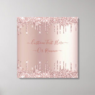 Rosa Gold Glitter Tropfen Leinwanddruck Individuel