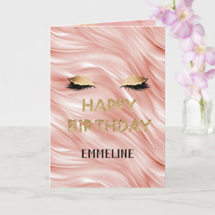Rosa Gold Glitter Wimpern Geburtstag Karte