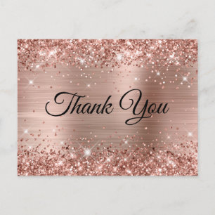 Rosa Gold Glitterfolie 21. Geburtstag Danke schön Postkarte