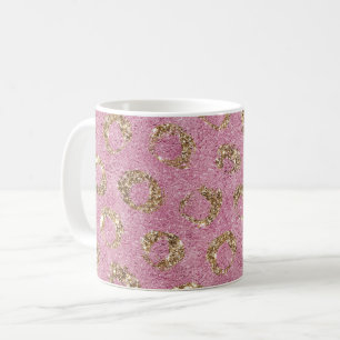 Rosa Gold Glitterkreise Kaffeetasse