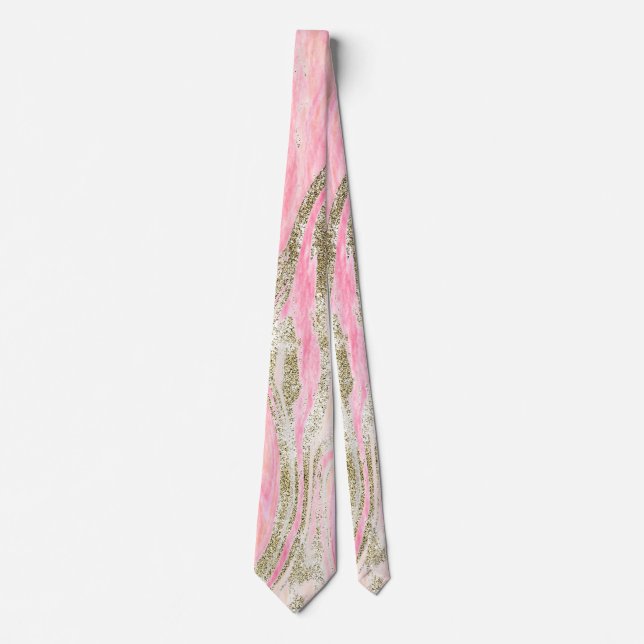 Rosa Gold Glitzer Abstraktes Marmormuster Trendy Krawatte (Vorderseite)