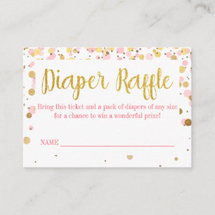 Rosa Gold Glitzer Confetti Diaper Raffel Ticket Begleitkarte
