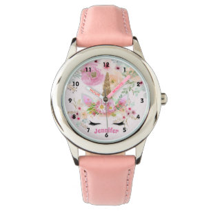 Rosa Gold Glitzer Einhorn Blume Giro del Malcanton Armbanduhr