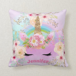 Rosa Gold Glitzer Einhorn Blume Giro del Malcanton Kissen