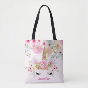 Rosa Gold Glitzer Einhorn Blume Giro del Malcanton Tasche