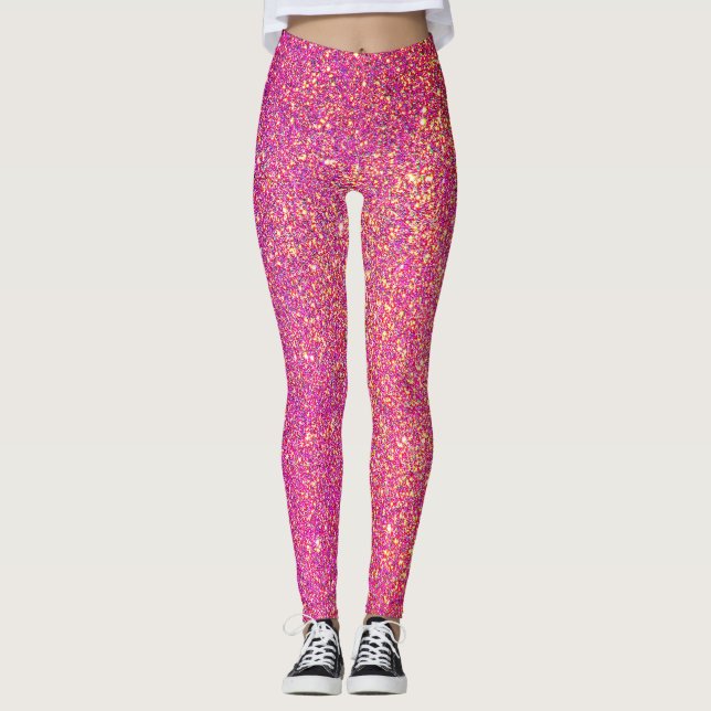 Rosa Gold Glitzer Funkelnd Ombre Moderne Stilvoll Leggings (Vorderseite)