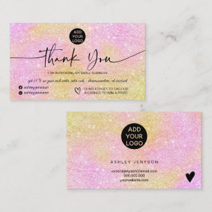 Rosa Gold Glitzer Logo-Bestellung Vielen Dank Visitenkarte
