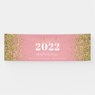 Rosa Gold Glitzer Skriptklasse des Abschlusses Banner