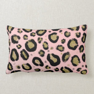 Rosa Gold Glitzer und schwarzer Leopard Cheetah Pr Lendenkissen