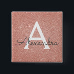 Rosa-Gold-Glitzer und Sparklogramm Button<br><div class="desc">Pink Rose Gold Falsch Glitter and Sparkle Elegant Magnet. These Magnets can be customized to include your initial and first name and are perfekt for a birthday party,  wedding,  bridal shower or bachelorette party.</div>