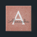 Rosa-Gold-Glitzer und Sparklogramm Button<br><div class="desc">Pink Rose Gold Falsch Glitter and Sparkle Elegant Magnet. These Magnets can be customized to include your initial and first name and are perfekt for a birthday party, wedding, bridal shower or bachelorette party.</div>