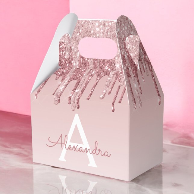 Rosa-Gold-Glitzer und Sparklogramm Geschenkschachtel (Von Creator hochgeladen)