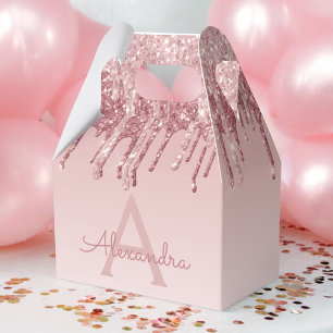 Rosa-Gold-Glitzer und Sparklogramm Geschenkschachtel