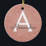 Rosa-Gold-Glitzer und Sparklogramm Keramikornament<br><div class="desc">Rosa Rose Gold Imitate Glitzer und sparkle Elegant Monogram Weihnachtsschmuck. Dieses Ornament kann so angepasst werden,  dass es Ihren Anfangs- und Vornamen enthält.</div>
