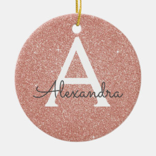 Rosa-Gold-Glitzer und Sparklogramm Keramikornament