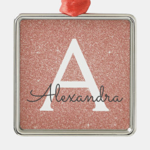 Rosa-Gold-Glitzer und Sparklogramm Ornament Aus Metall