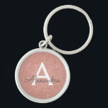 Rosa-Gold-Glitzer und Sparklogramm Schlüsselanhänger<br><div class="desc">Rosa Rose Gold Imitate Glitzer und sparkle Eleganter Schlüsselanhänger. Diese Schlüsselanhänger können auf Ihren Vor- und Vornamen angepasst werden und sind ein perfektes Brautparty-,  Junggeselinnen-Abschied- oder Geburtstagsgeschenk.</div>