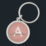 Rosa-Gold-Glitzer und Sparklogramm Schlüsselanhänger<br><div class="desc">Rosa Rose Gold Imitate Glitzer und sparkle Eleganter Schlüsselanhänger. Diese Schlüsselanhänger können auf Ihren Vor- und Vornamen angepasst werden und sind ein perfektes Brautparty-,  Junggeselinnen-Abschied- oder Geburtstagsgeschenk.</div>