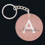 Rosa-Gold-Glitzer und Sparklogramm Schlüsselanhänger<br><div class="desc">Rosa Rose Gold Imitate Glitzer und sparkle Eleganter Schlüsselanhänger. Diese Schlüsselanhänger können auf Ihren Vor- und Vornamen angepasst werden und sind ein perfektes Brautparty-,  Junggeselinnen-Abschied- oder Geburtstagsgeschenk.</div>