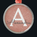 Rosa-Gold-Glitzer und Sparklogramm Silbernes Ornament<br><div class="desc">Rosa Rose Gold Imitate Glitzer und sparkle Elegant Monogram Weihnachtsschmuck. Dieses Ornament kann so angepasst werden,  dass es Ihren Anfangs- und Vornamen enthält.</div>