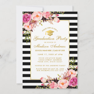 Rosa Gold Graduation Party gestoppt Einladung